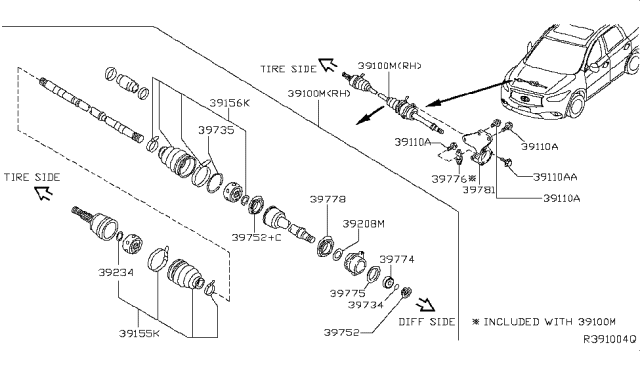 2014 Infiniti QX60 Bearing-Support Diagram for 39774-3JT0A