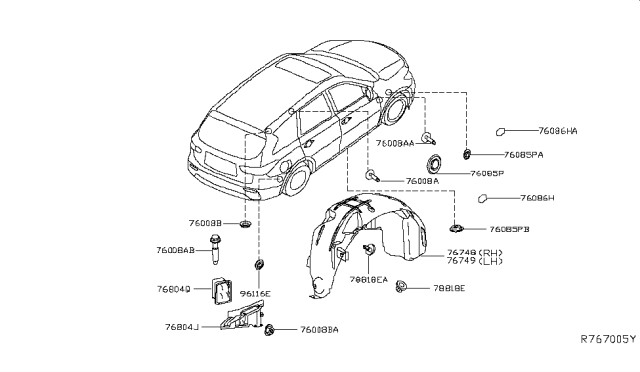 2014 Infiniti QX60 Hybrid Body Side Fitting Diagram