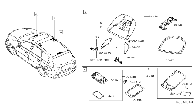 2014 Infiniti QX60 Lamp Assembly-Map Diagram for 26430-1PP2A