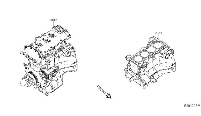 2015 Infiniti QX60 Hybrid Bare & Short Engine Diagram