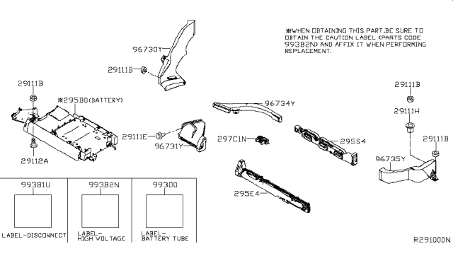 2014 Infiniti QX60 Hybrid Lithium Ion Battery Pack Diagram for 295B0-3JV0A