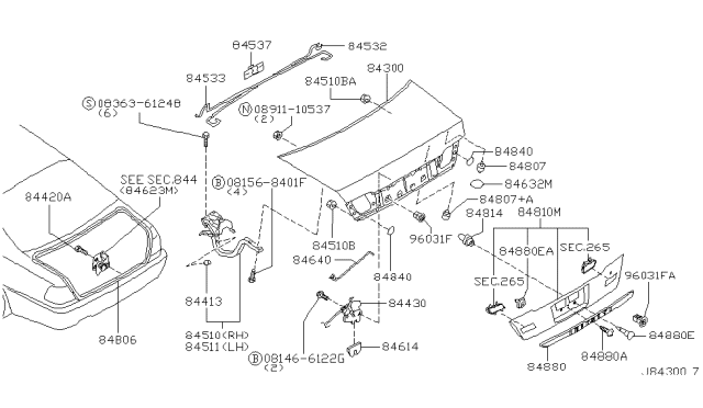 2001 Infiniti Q45 Trunk Lid & Fitting Diagram 2