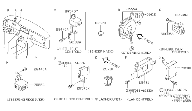 1997 Infiniti Q45 Steering Air Bag Wire Assembly Diagram for 25554-4P025