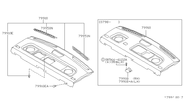 1999 Infiniti Q45 Finisher-Rear Parcel Shelf Diagram for 79910-6P023