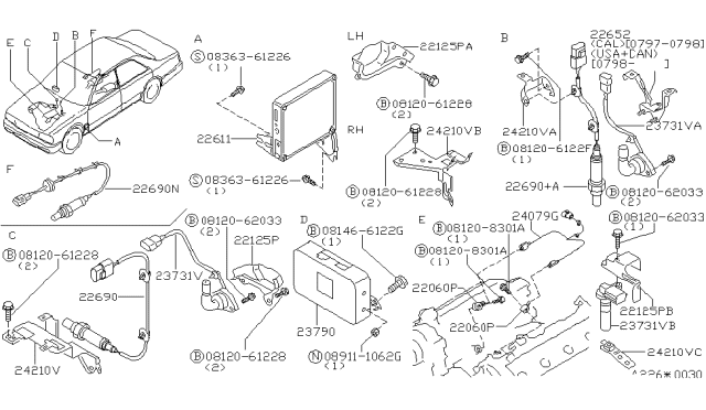 2000 Infiniti Q45 Magnet Sensor Assembly Diagram for 23731-0J200