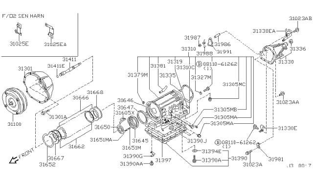 2000 Infiniti Q45 Torque Converter,Housing & Case Diagram 2