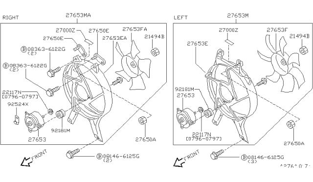 1998 Infiniti Q45 Label-Caution,Motor Fan Diagram for 21599-89904