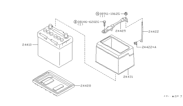 1999 Infiniti Q45 Tray-Battery Diagram for 24428-4P000