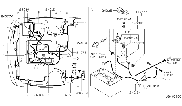 1998 Infiniti Q45 Cap-Terminal Diagram for 24360-4P000