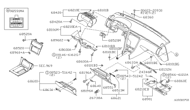 2000 Infiniti Q45 Instrument Panel,Pad & Cluster Lid Diagram 3