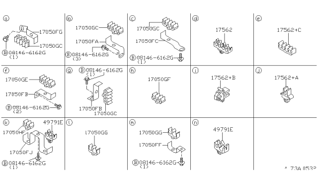 1998 Infiniti Q45 Clamp Diagram for 17571-6P603