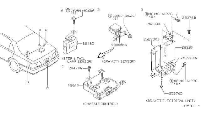 1999 Infiniti Q45 Sensor Assy-Stop & Tail Lamp Diagram for 28425-6P110