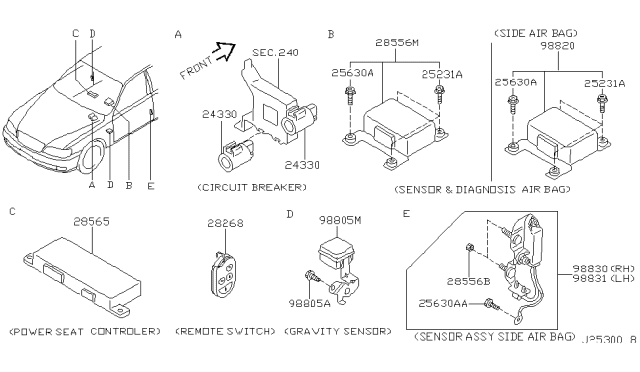 1999 Infiniti Q45 Switch Assembly-Remote Diagram for 28268-3H100