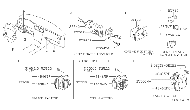 2001 Infiniti Q45 Drive Position Switch Assembly Diagram for 25315-4P000