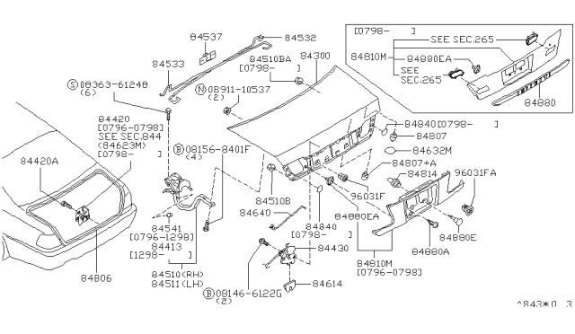 1998 Infiniti Q45 GROMMT SCRW Diagram for 01281-00073