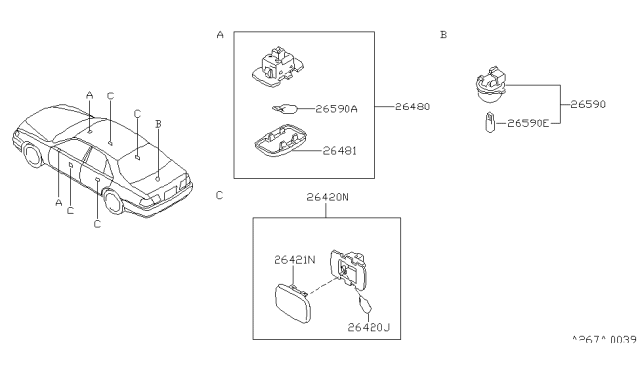 2000 Infiniti Q45 Lamp Assembly-Door Step Diagram for 26420-6P100