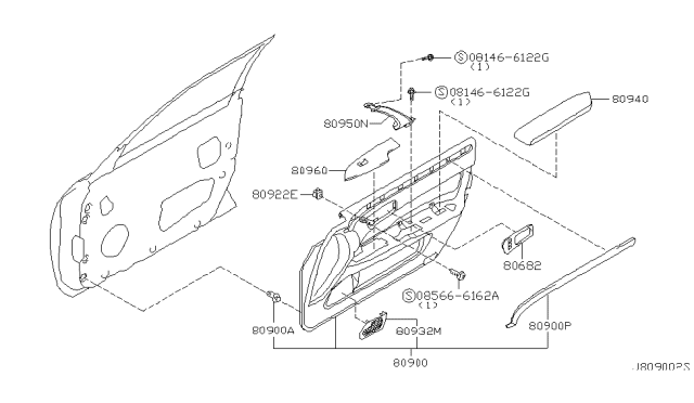 1999 Infiniti Q45 Front Door Trimming Diagram 4