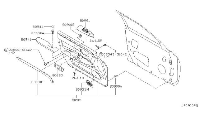 2000 Infiniti Q45 FINISHER-Power Window Switch,Front L Diagram for 80961-3H513