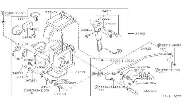 SOLENOID Assembly-Select Lock Diagram for 34970-4P00A