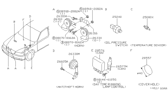 2000 Infiniti Q45 Horn Assembly-ANTITHEFT Diagram for 25605-6P102