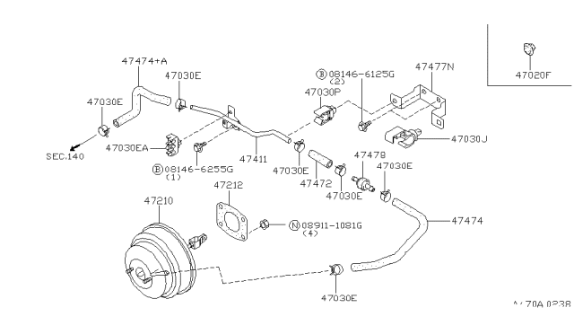 1999 Infiniti Q45 Packing-Booster Diagram for 47212-50Y00