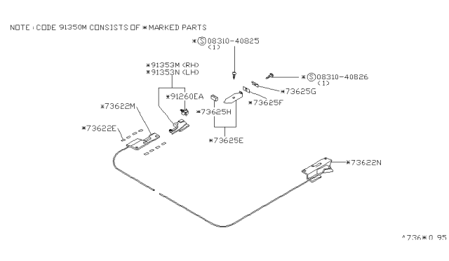 1998 Infiniti Q45 Stopper-Rubber Diagram for K1366-01U10