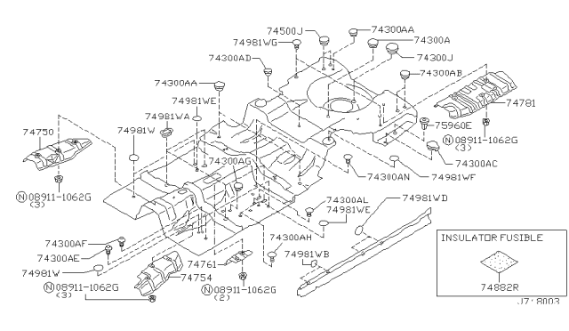 2000 Infiniti Q45 Floor Fitting Diagram 3