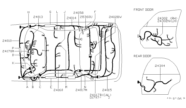 1999 Infiniti Q45 Harness Assy-Door,Front Diagram for 24124-3H415