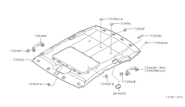 2000 Infiniti Q45 Grip Assembly-Assist Diagram for 73940-6P214