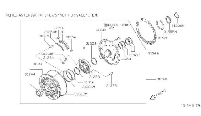 2000 Infiniti Q45 Cover Assy-Oil Pump Diagram for 31350-51X09