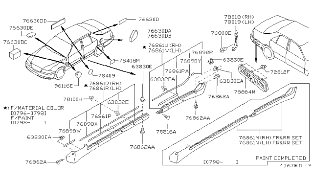 1997 Infiniti Q45 INSULATOR-Rear Pillar,Inner Diagram for 76884-1P111