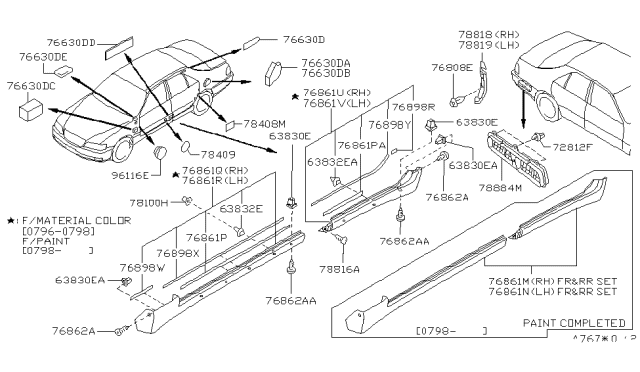 1998 Infiniti Q45 Body Side Fitting Diagram