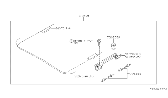 2001 Infiniti Q45 Guide Assembly SUNROOF,RH Diagram for 91358-3H010