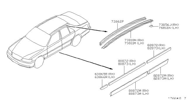 1997 Infiniti Q45 Body Side Moulding Diagram