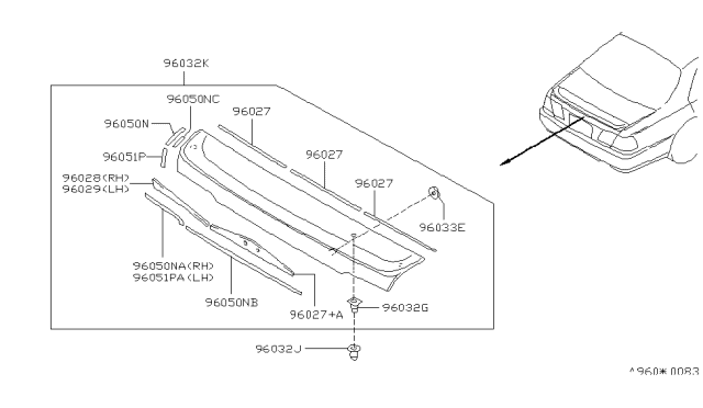 1997 Infiniti Q45 Spacer-Rear Air Spoiler Diagram for 96051-6P900