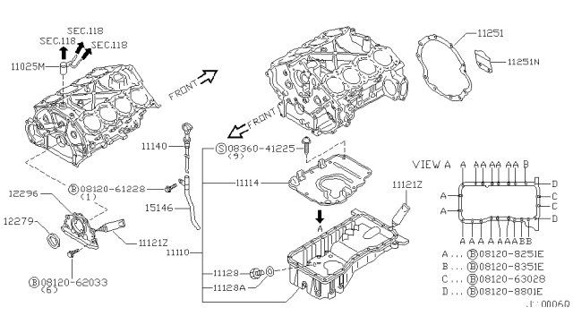 1999 Infiniti Q45 Cylinder Block & Oil Pan Diagram 2