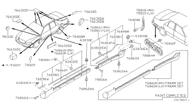 1999 Infiniti Q45 INSULATOR-Rear Pillar,Inner Diagram for 76885-6P000