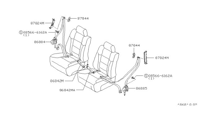 2000 Infiniti Q45 Belt Assy-Tongue,Pretensioner Front Lh Diagram for 86885-6P204