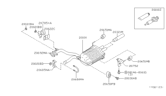 1997 Infiniti Q45 Exhaust Tube & Muffler Diagram 2