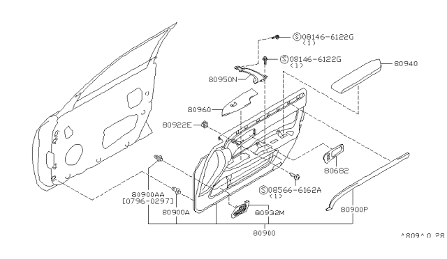 1998 Infiniti Q45 Front Door Trimming Diagram 2