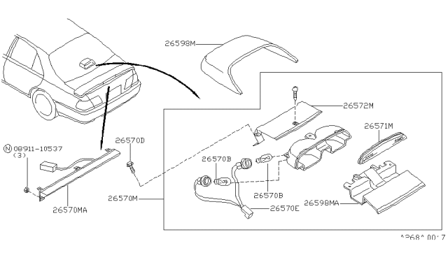 1999 Infiniti Q45 Rim-Stop Lamp Diagram for 26598-6P004