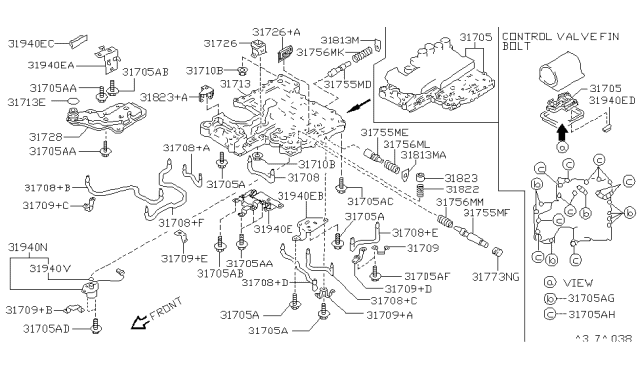 1999 Infiniti Q45 Oil Strainer Assembly Diagram for 31728-51X04