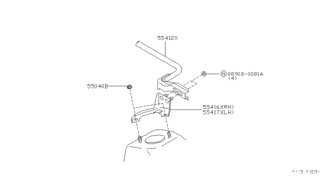 1999 Infiniti Q45 Bar Assy-Tower,Rear Diagram for 554A2-5P001