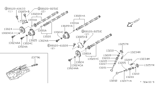 1998 Infiniti Q45 Sprocket-Camshaft,Intake Diagram for 13025-6P010