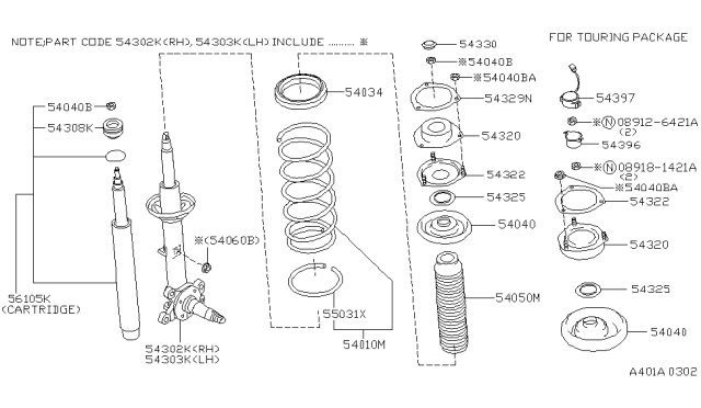 1998 Infiniti Q45 Bearing-Strut Mounting Diagram for 54325-4P001