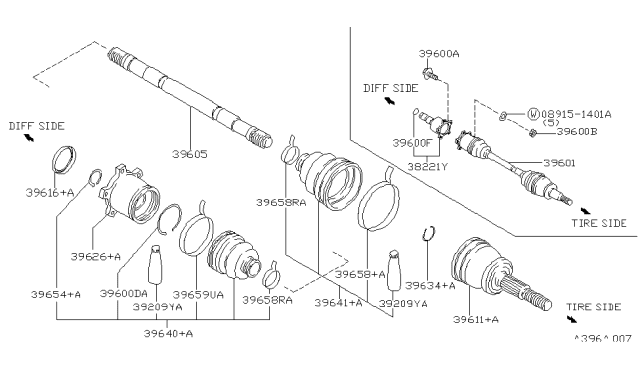 1997 Infiniti Q45 Shaft-Rear Drive,LH Diagram for 39705-6P600