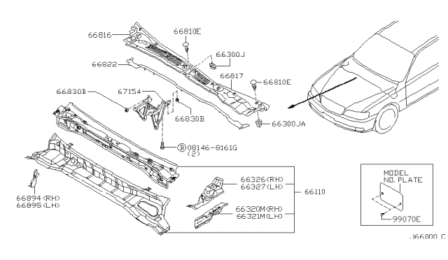 2000 Infiniti Q45 Cowl Top & Fitting Diagram 2