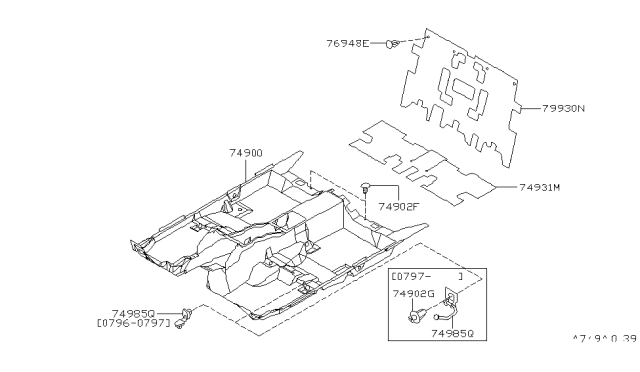 1997 Infiniti Q45 Floor Trimming Diagram