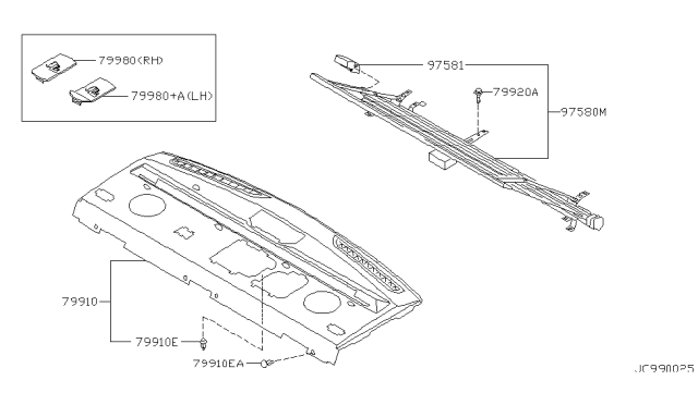 2000 Infiniti Q45 Finisher-Rear Parcel Shelf Diagram for 79910-3H273