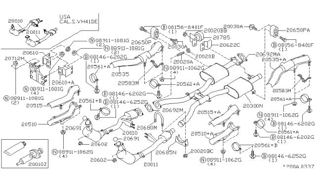 2001 Infiniti Q45 INSULATOR-Heat,Exhaust Tube Front Upper Diagram for 20515-6P110